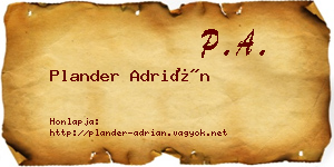 Plander Adrián névjegykártya